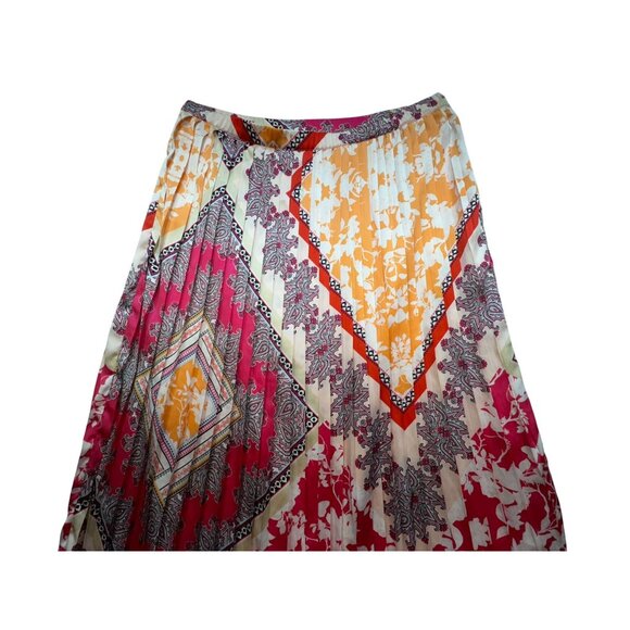 Chicos Womens Bohemian Maxi Pleated Skirt Size 3/Large Pink Orange - Picture 7 of 11